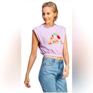 NWT Adidas X Farm Rio Logo Crop Top Size Medium